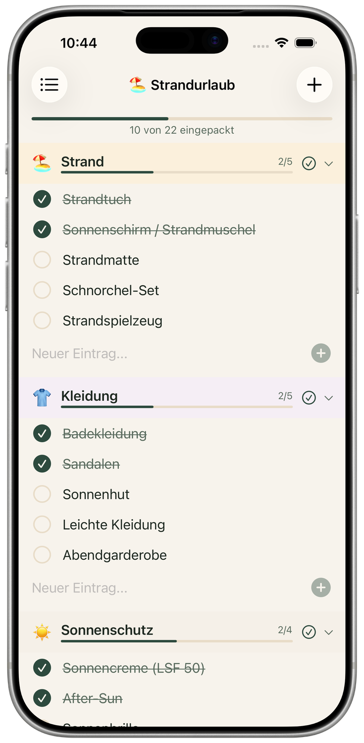 Strandurlaub Packliste